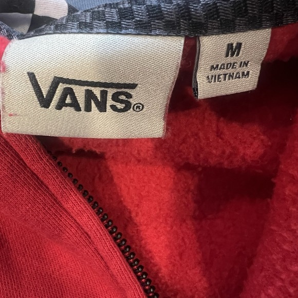 Vans Red Checkered Full Zip Hooded Jacket Youth Boys Size Medium Off The Wall - Picture 5 of 7